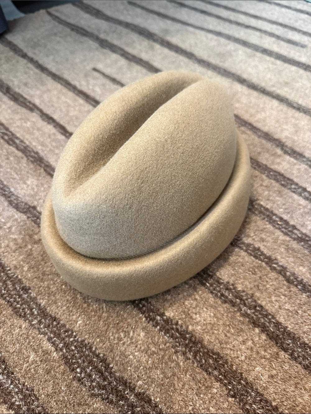 Gigi Structured Felt Cloche Hat in Light Camel